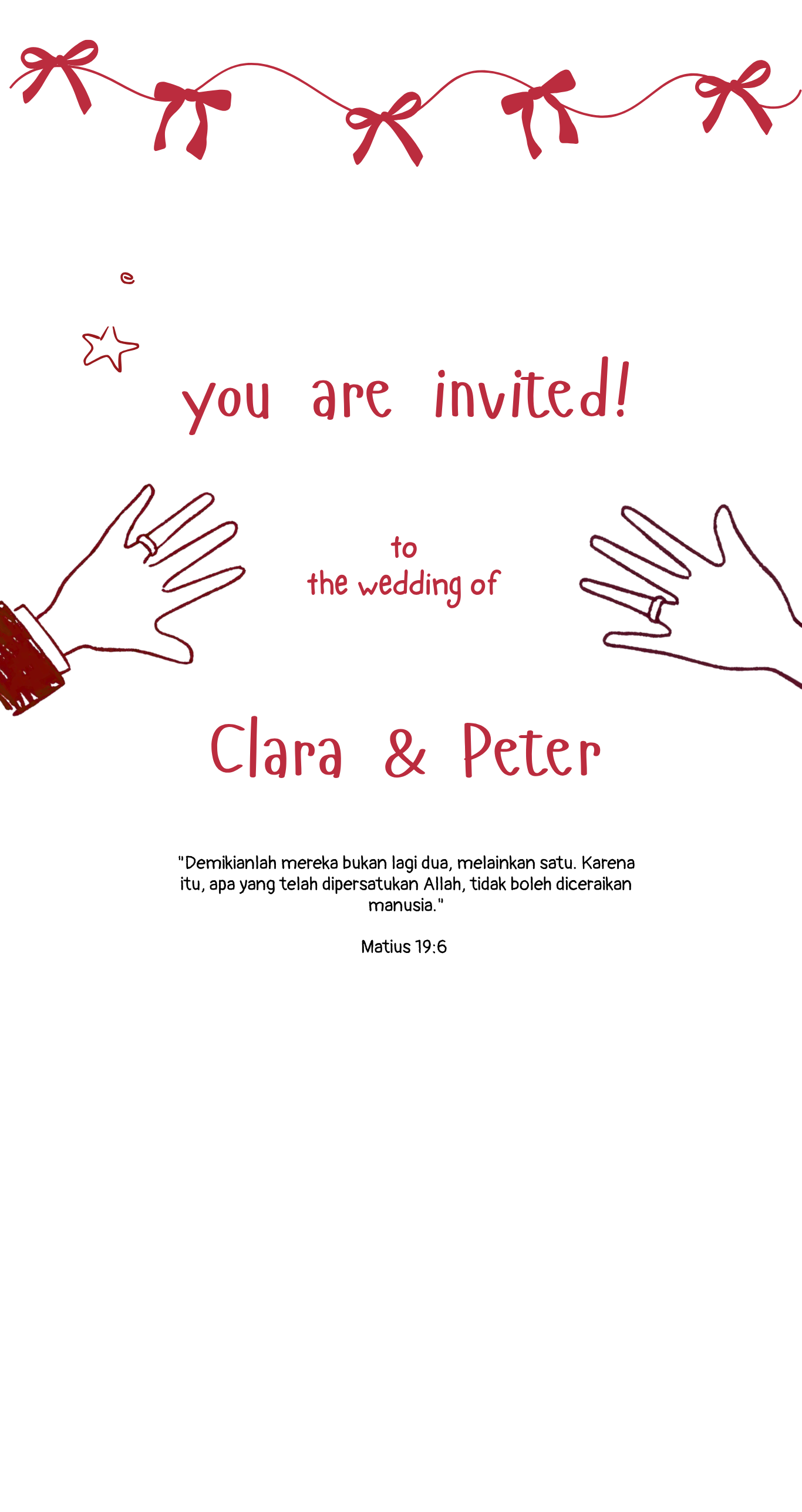 You are invited to the wedding of Clara & Peter